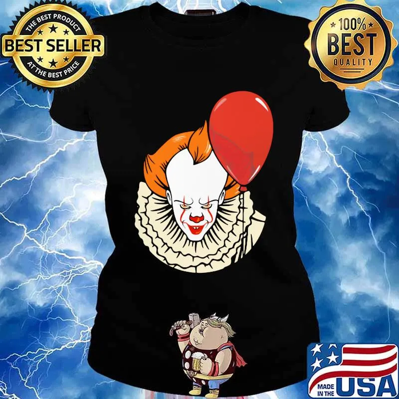 Happy halloween pennywise holding balloon s Ladies tee