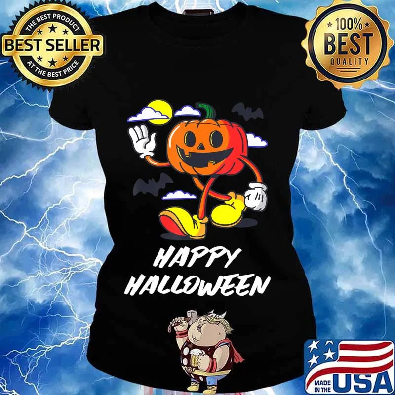 Happy Halloween Pumpkin Funny Costume Tee Gift T-Shirt Ladies tee
