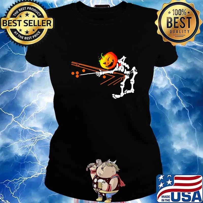 Happy halloween skeleton pumpkin billiard s Ladies tee