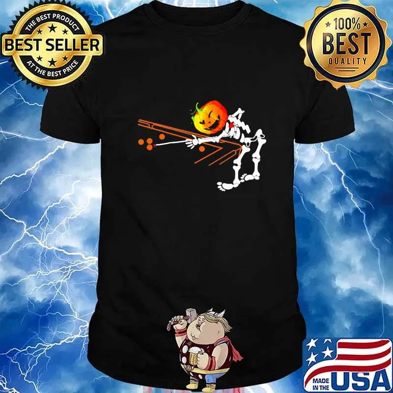 Happy halloween skeleton pumpkin billiard shirt