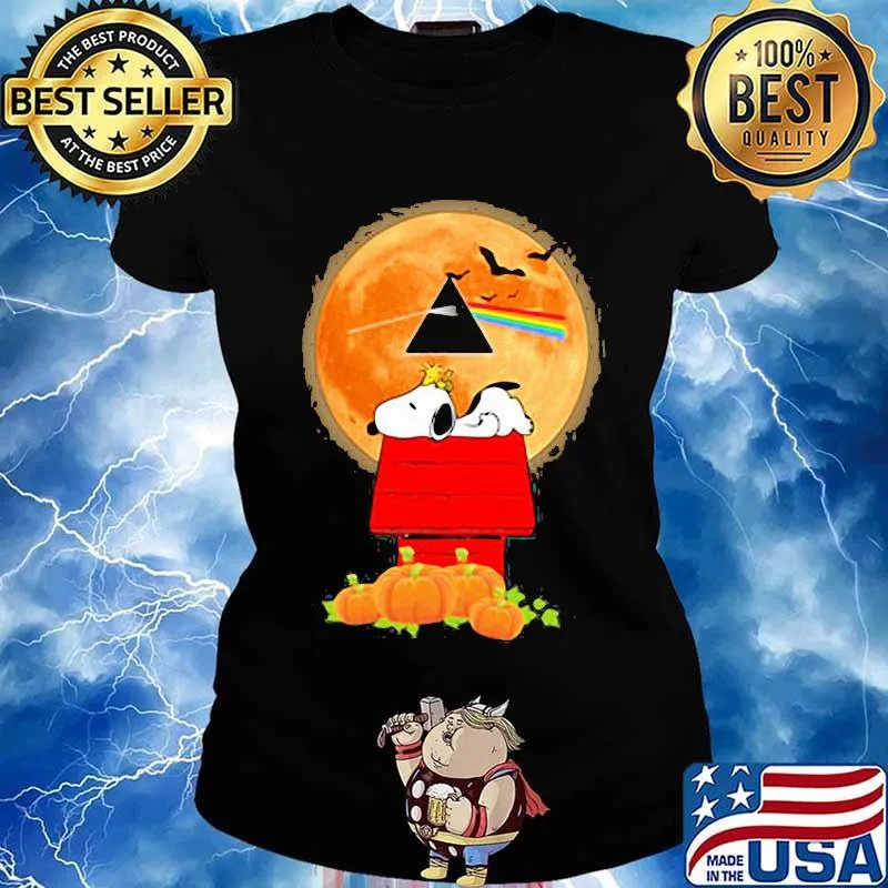 Happy halloween snoopy pumpkins pink floyd band s Ladies tee