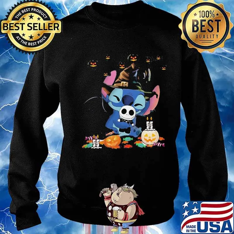 Happy halloween stitch witch pumpkins s Sweater