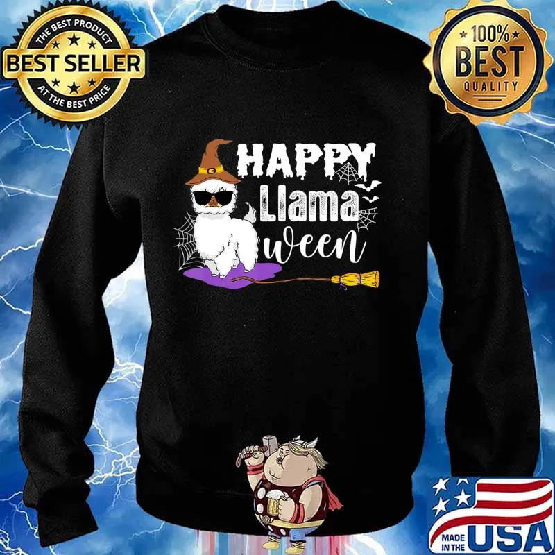 Happy Llamaween Funny Halloween Llama Girls Boys Kids Gift T-Shirt Sweater