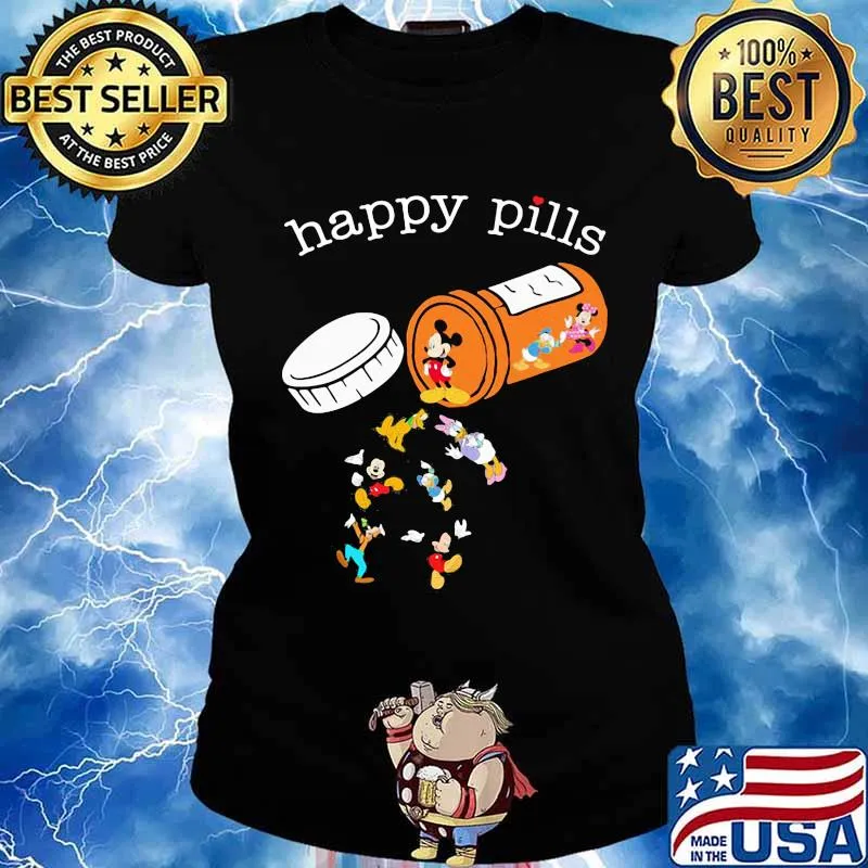 Happy pills mickey mouse and friends s Ladies tee