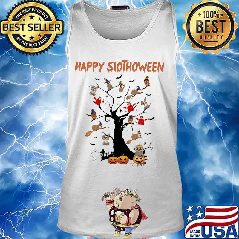 Happy slothoween tree pumpkin halloween s Tank top
