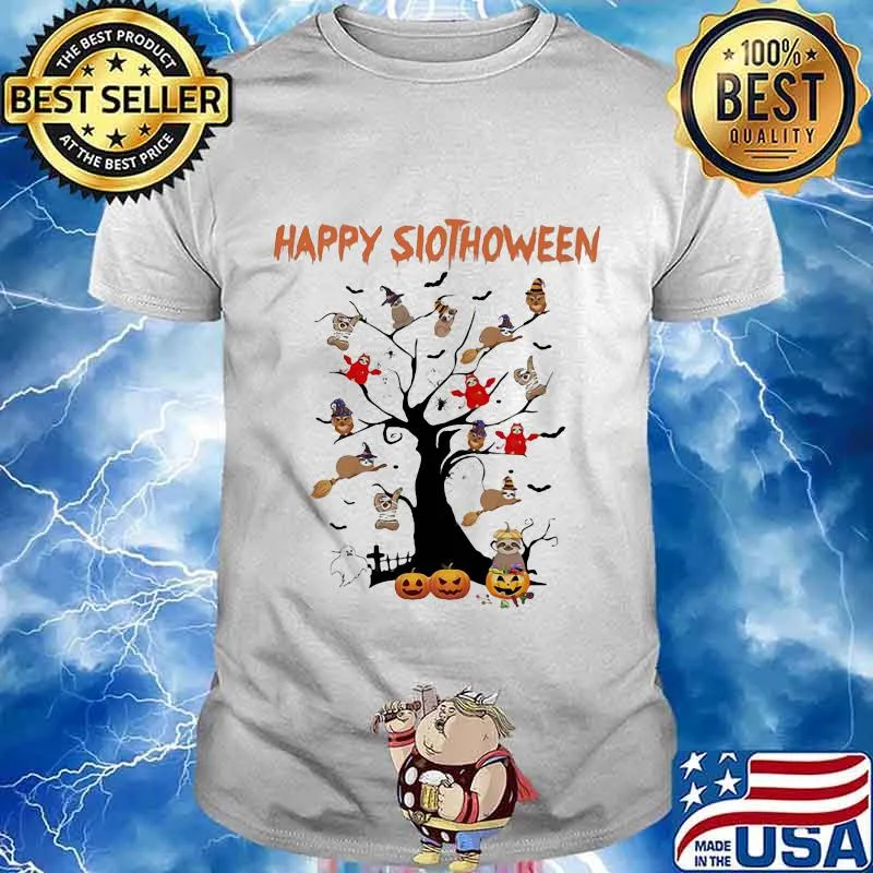 Happy slothoween tree pumpkin halloween shirt