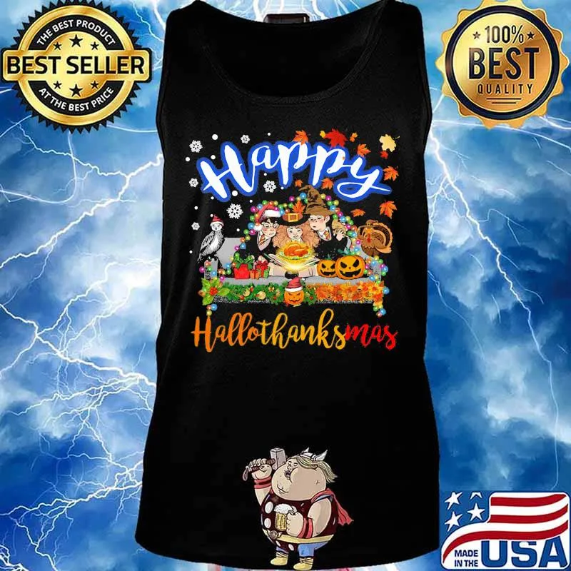 Harry potter happy hallothanksmas halloween thanksgiving christmas s Tank top