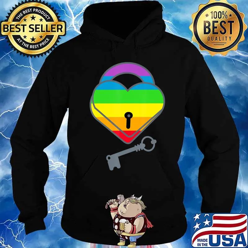 Heart Lock and Key Rainbow T-Shirt T-Shirt Hoodie