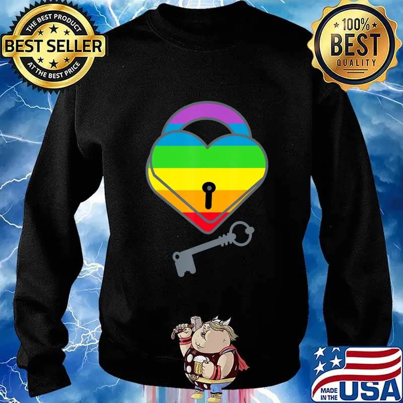 Heart Lock and Key Rainbow T-Shirt T-Shirt Sweater