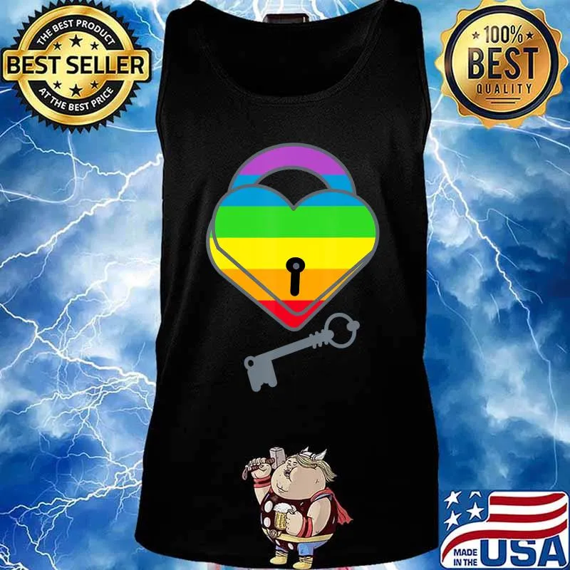 Heart Lock and Key Rainbow T-Shirt T-Shirt Tank top