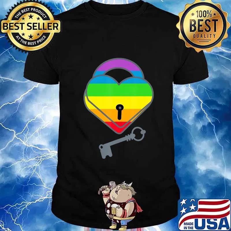 Heart Lock and Key Rainbow T-Shirt T-Shirt