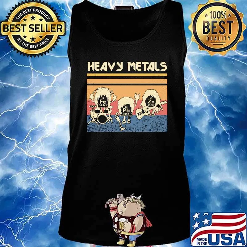 Heavy metals fe pb zn band vintage retro s Tank top