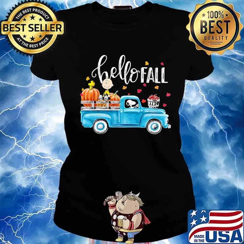 Hello fall the peanuts riding car s Ladies tee