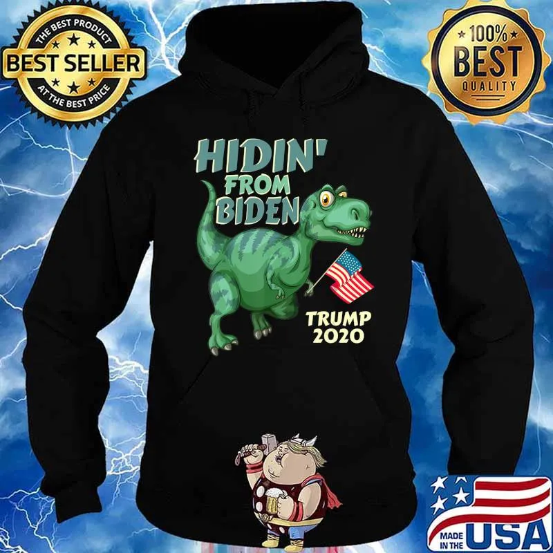 Hiding from Biden shirt kids USA Flag T Rex Trump 2020 T-Shirt Hoodie