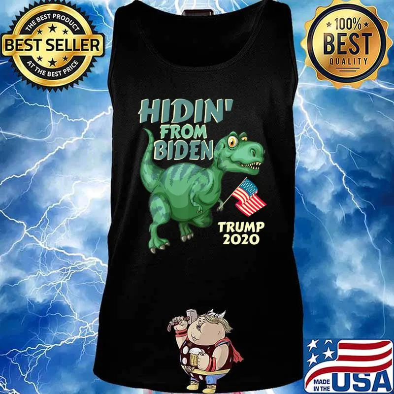 Hiding from Biden shirt kids USA Flag T Rex Trump 2020 T-Shirt Tank top