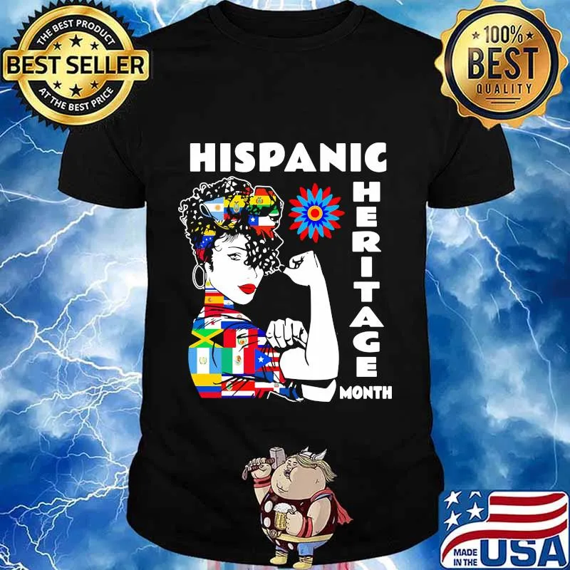 Hispanic heritage month woman flags shirt