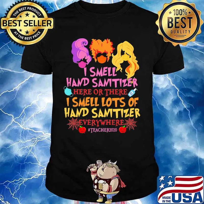 Hocus pocus mask i smell hand sanitizer lots and lots of hand sanitizer teacher life 2020 shirt