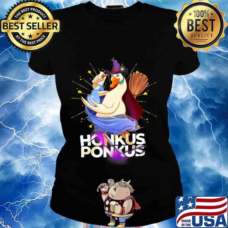Honkus Ponkus Funny Halloween Witch Cute Duck Costume T-Shirt Ladies tee