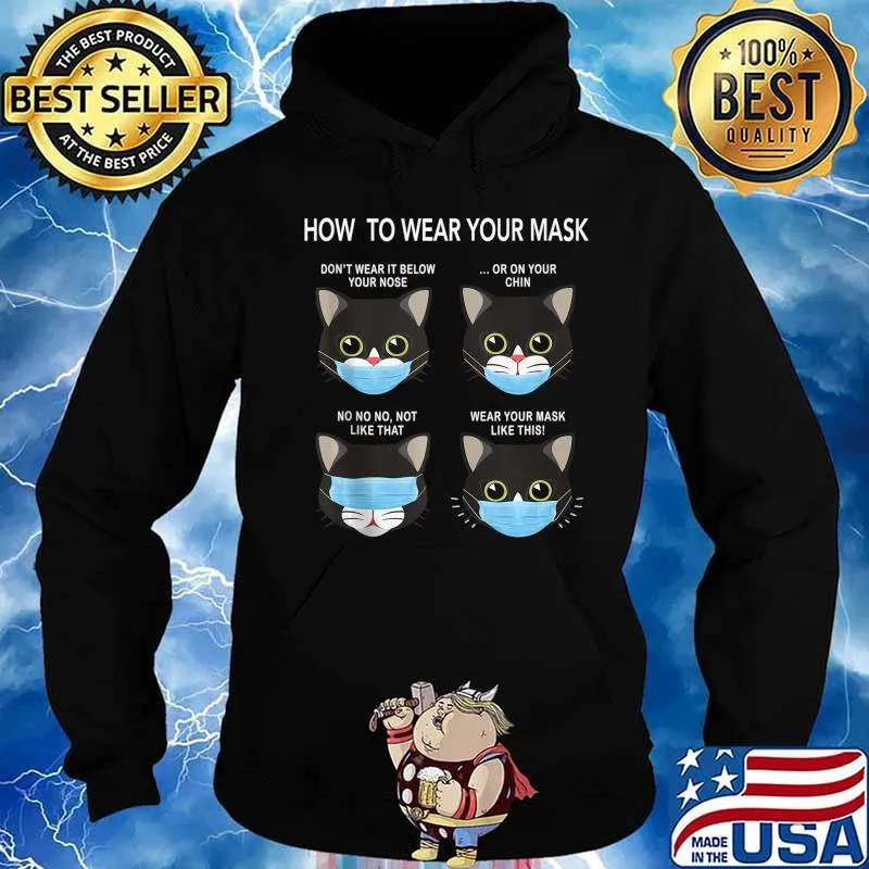 How to Wear a Mask Funny Cat Face Mask Black Cat Mask Cover s Hoodie