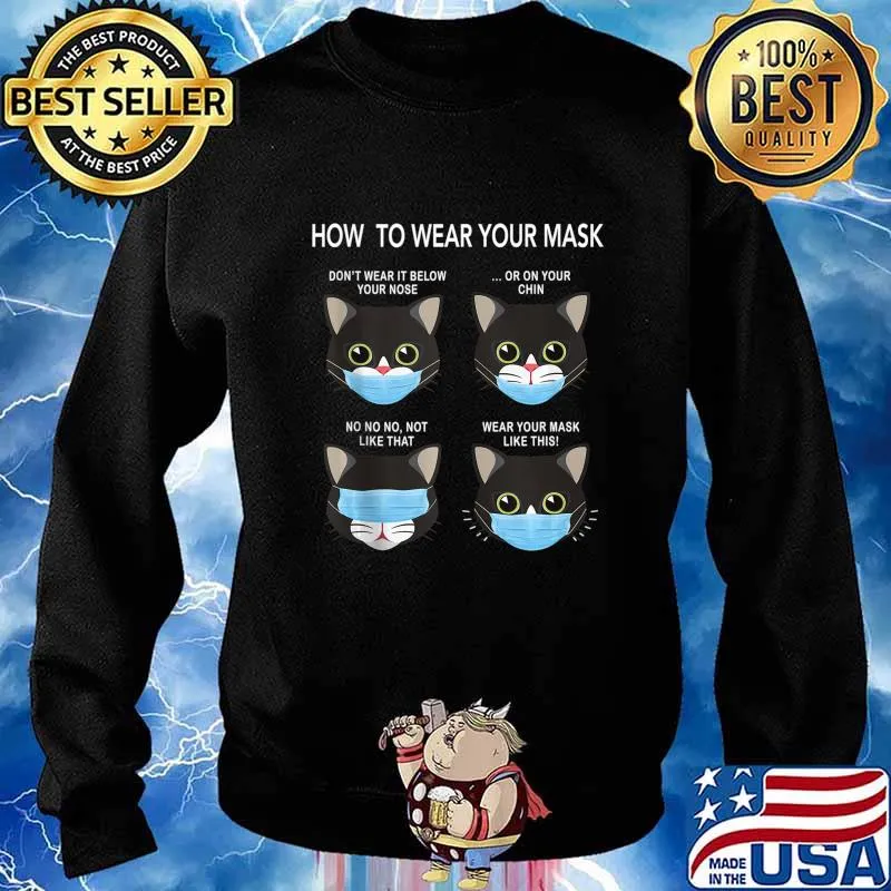 How to Wear a Mask Funny Cat Face Mask Black Cat Mask Cover s Sweater