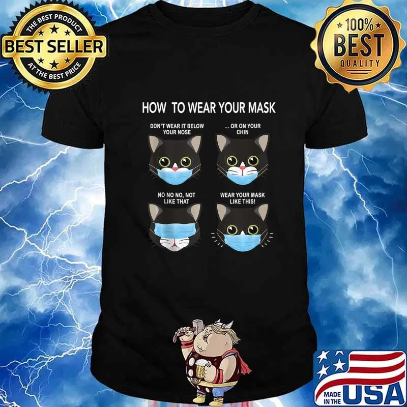How to Wear a Mask Funny Cat Face Mask Black Cat Mask Cover shirt