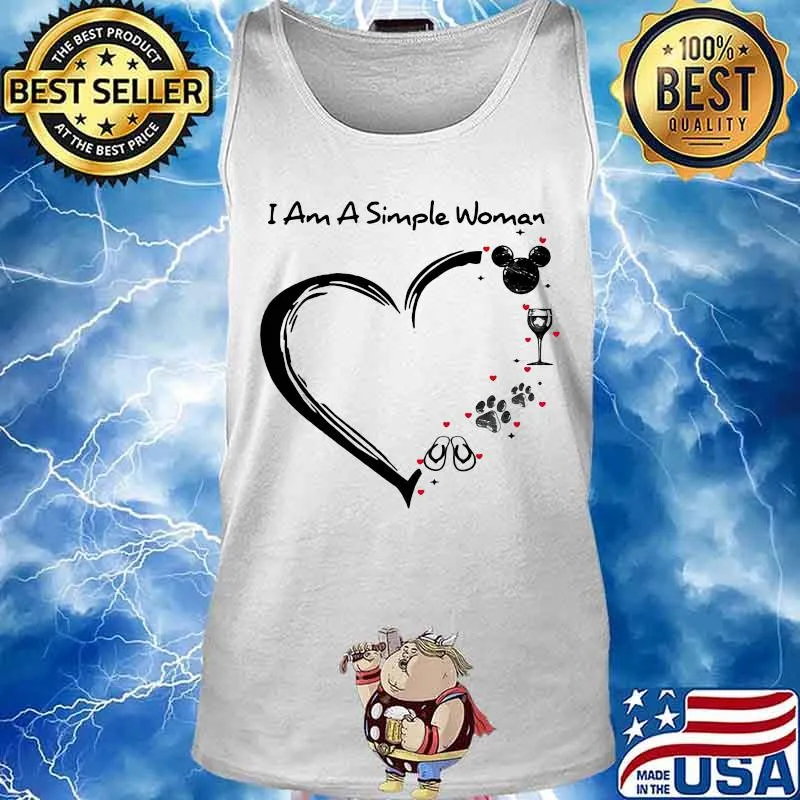 I am a simple woman heart mickey mouse wine paw dog camping s Tank top
