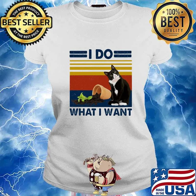 I DO WHAT I WANT CAT VINTAGE RETRO SHIRT Ladies tee