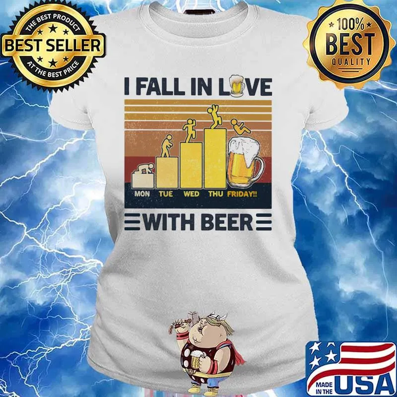 I fall in love with beer vintage retro s Ladies tee