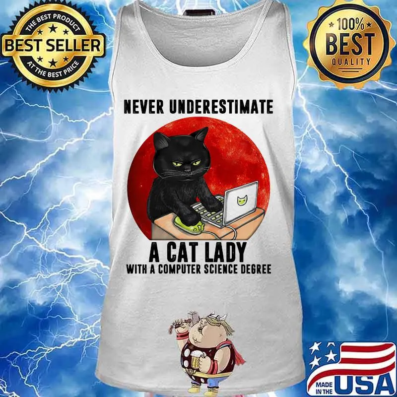 I is developer i make computer beep boop beep boop black cat moon blood halloween s Tank top