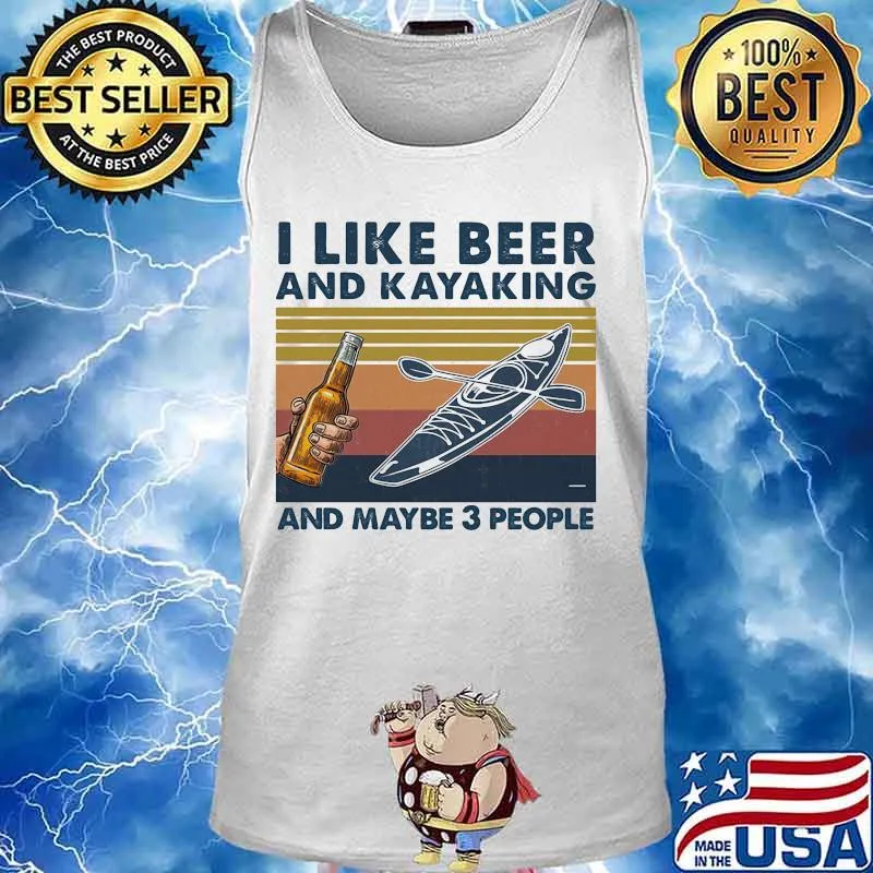 I like beer and kayaking and maybe 3 people vintage retro white s Tank top