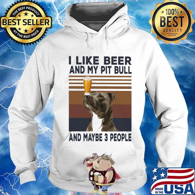 I like beer and my pit bull and maybe 3 people vintage retro line s Hoodie