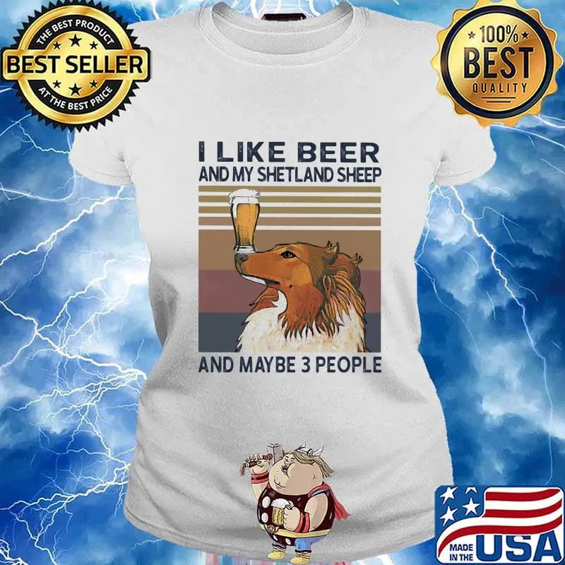 I like beer and my shetland sheep and maybe 3 people vintage retro s Ladies tee