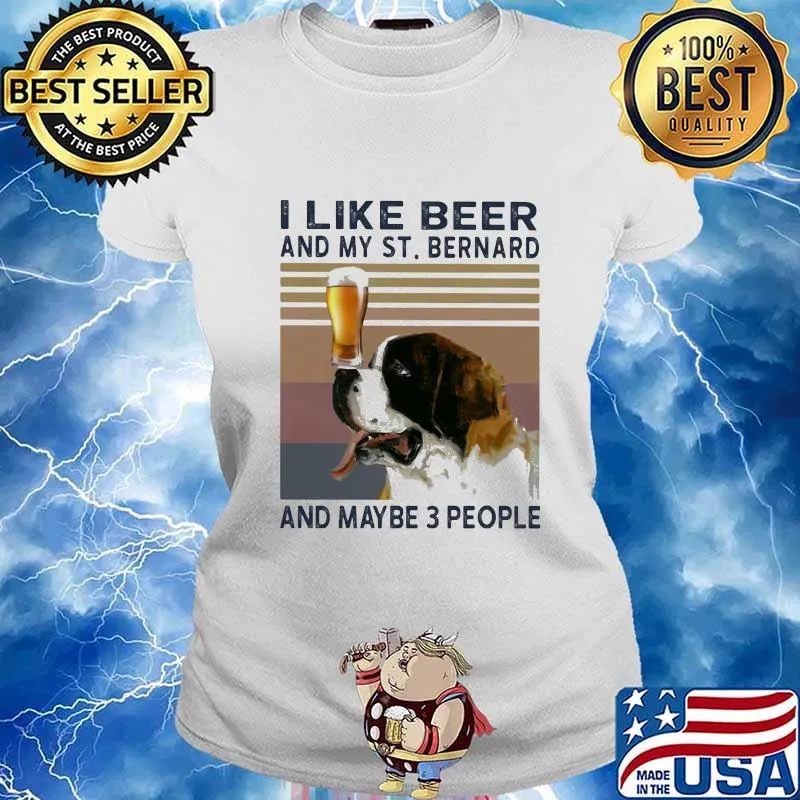 I like beer and my st. bernard and maybe 3 people vintage retro s Ladies tee