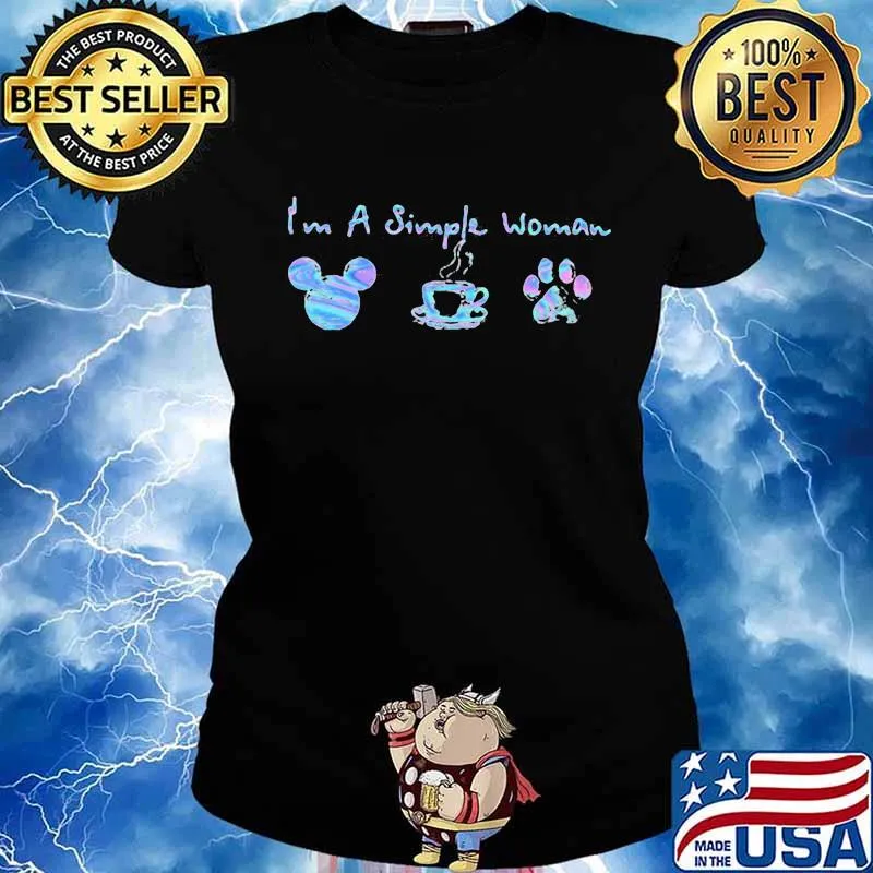 I'm a simple woman like mickey mouse coffee paw dog s Ladies tee