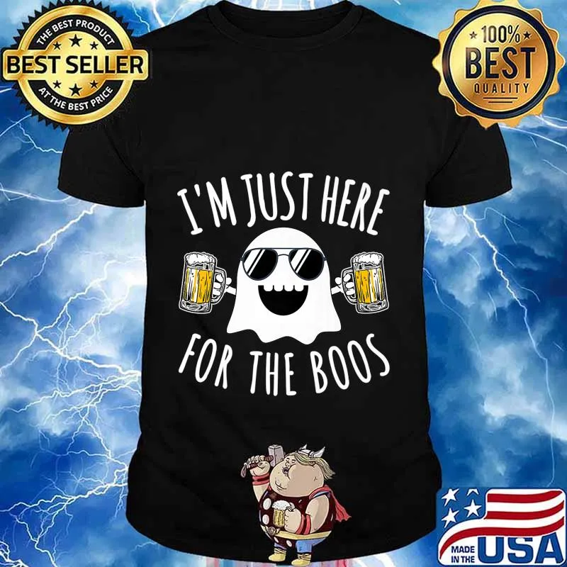 I'M JUST HERE FOR THE BOOS Funny Lazy Halloween Costume Beer Premium T-Shirt