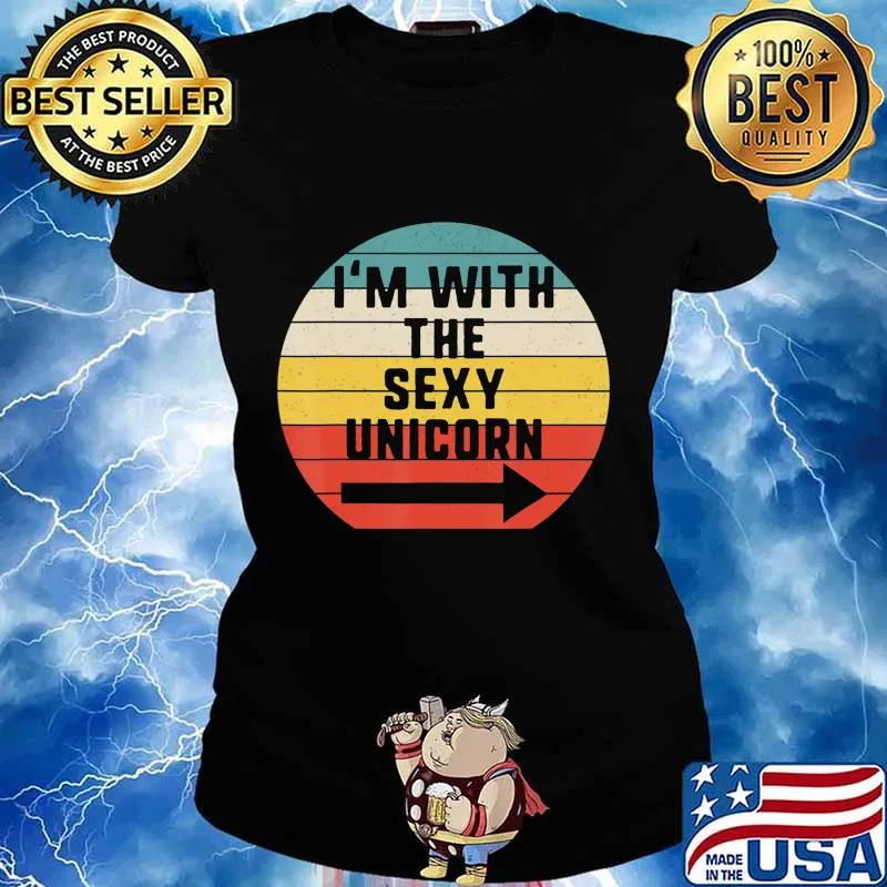 I'm With sexy unicorn Halloween Matching Couple Costume Vint T-Shirt Ladies tee