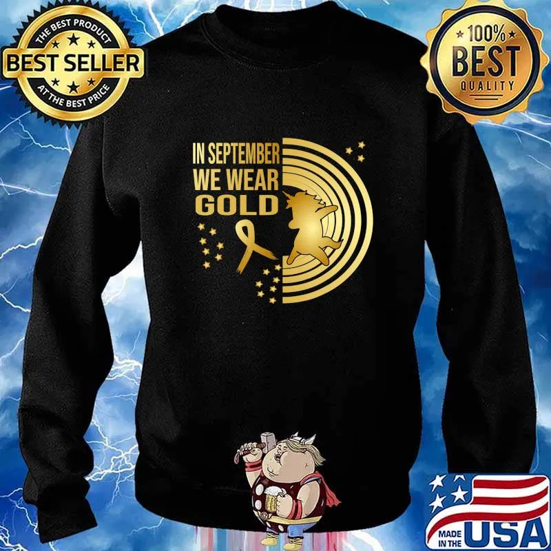 In September We Wear Gold Unicorn in a Golden Rainbow T-Shirt Sweater