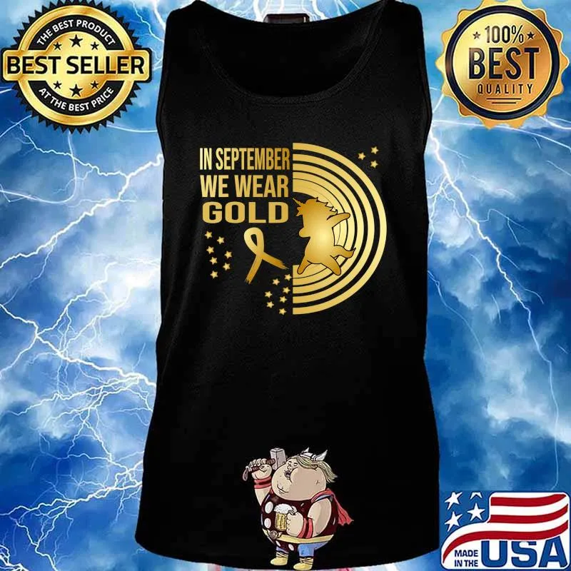 In September We Wear Gold Unicorn in a Golden Rainbow T-Shirt Tank top