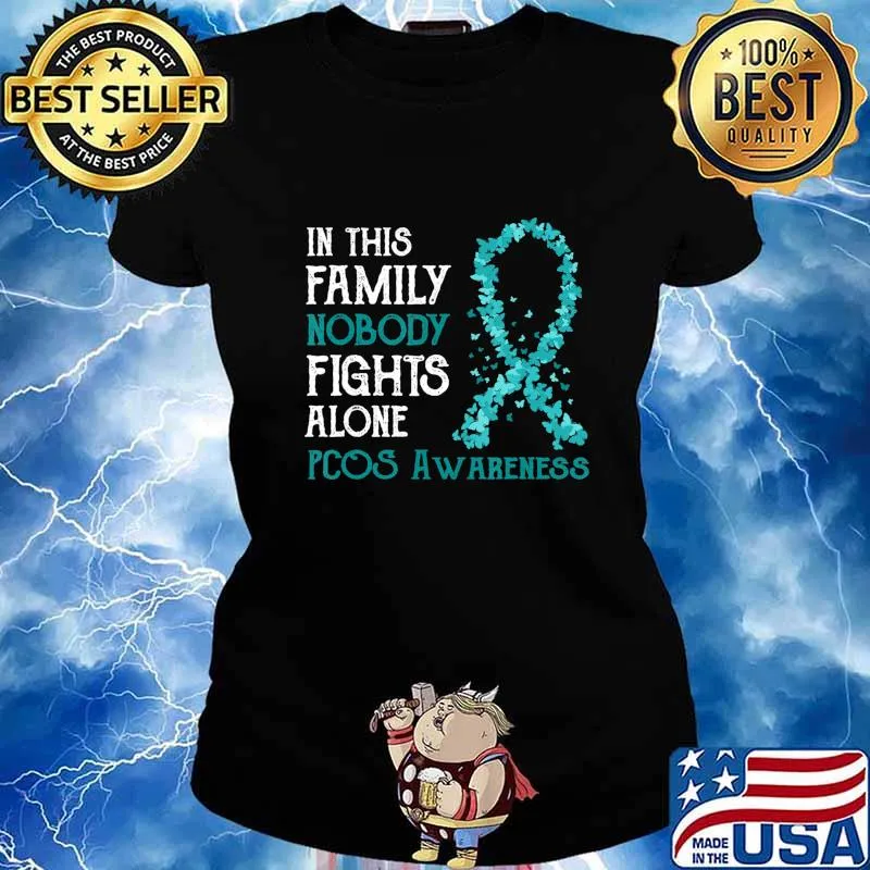 In This Family Nobody Fights Alone PCOS T-Shirt Ladies tee