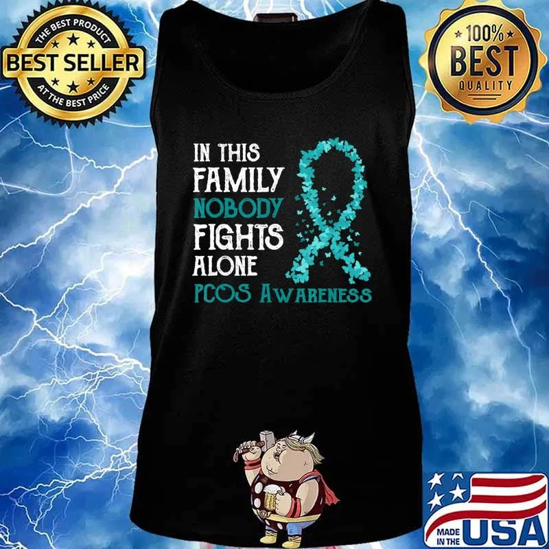 In This Family Nobody Fights Alone PCOS T-Shirt Tank top