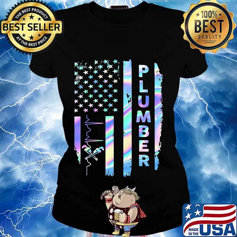 Independence day hologram plumber s Ladies tee