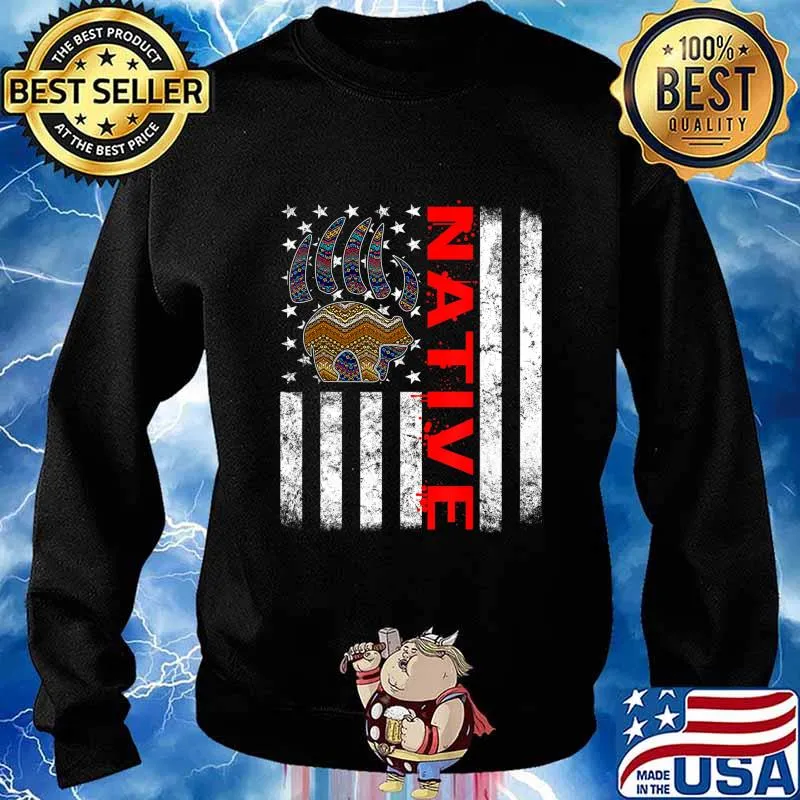 Indigenous Peoples Day Indian Native American Flag Bear Claw T-Shirt Sweater