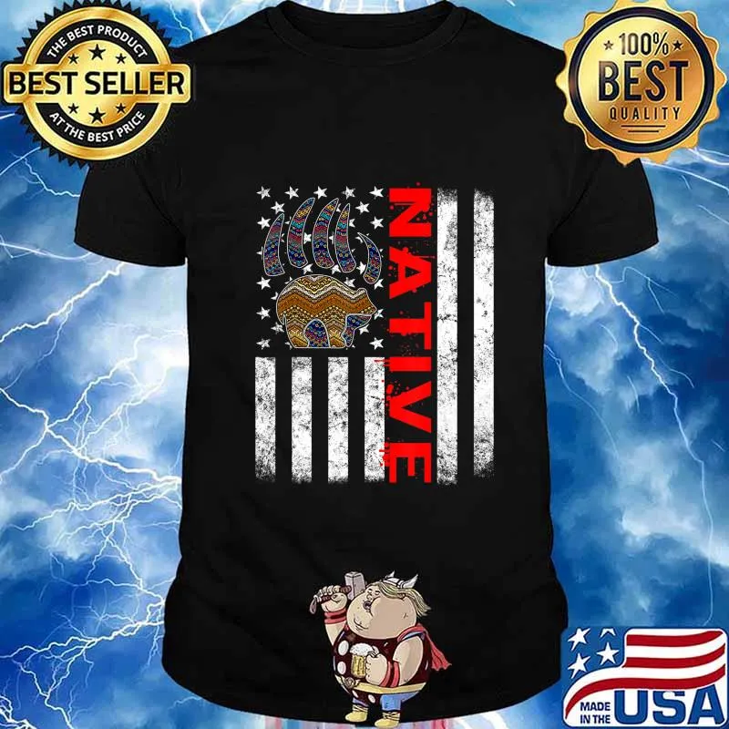 Indigenous Peoples Day Indian Native American Flag Bear Claw T-Shirt