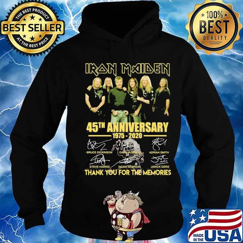 Iron maiden 45th anniversary 1975 2020 thank for the memories signatures s Hoodie