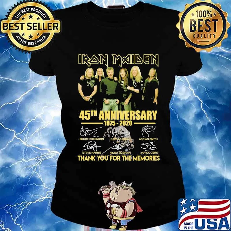 Iron maiden 45th anniversary 1975 2020 thank for the memories signatures s Ladies tee