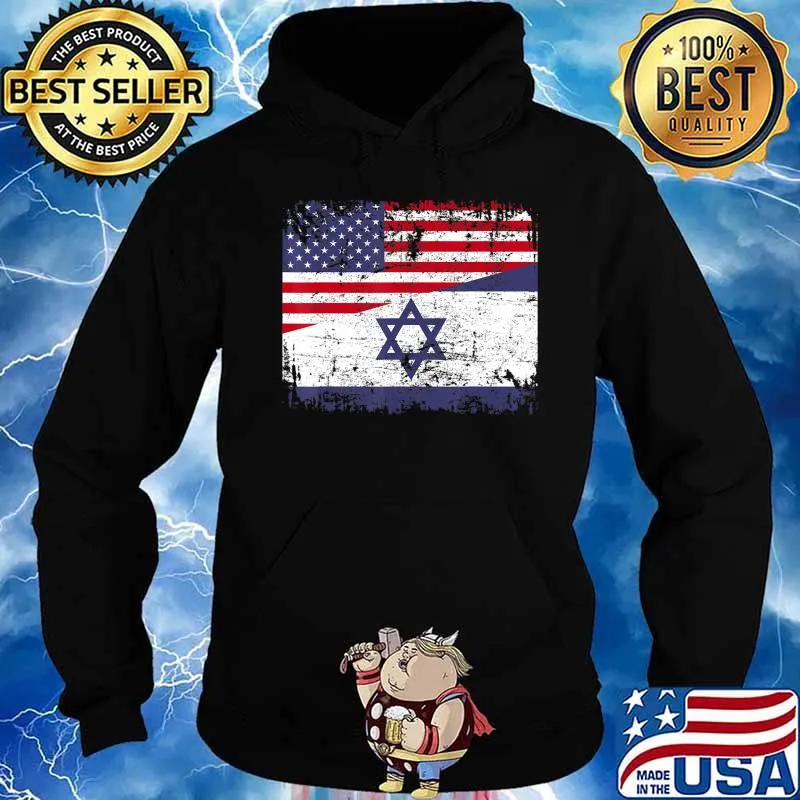 ISRAELI ROOTS Half American Flag USA ISRAEL FLAG T-Shirt Hoodie