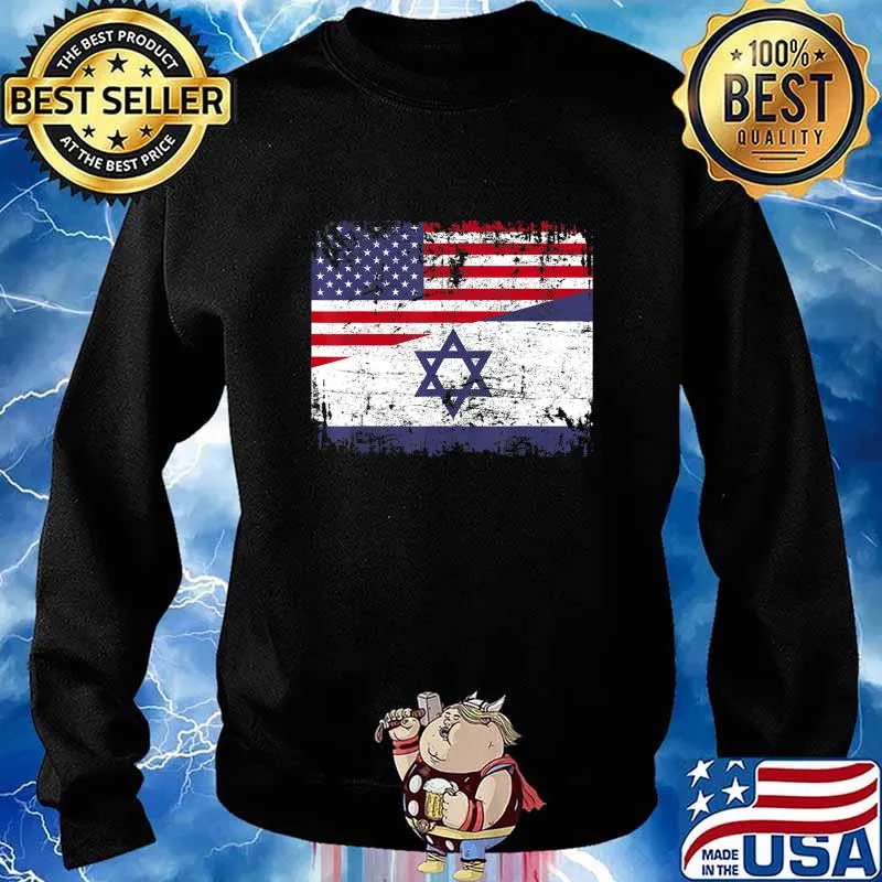 ISRAELI ROOTS Half American Flag USA ISRAEL FLAG T-Shirt Sweater