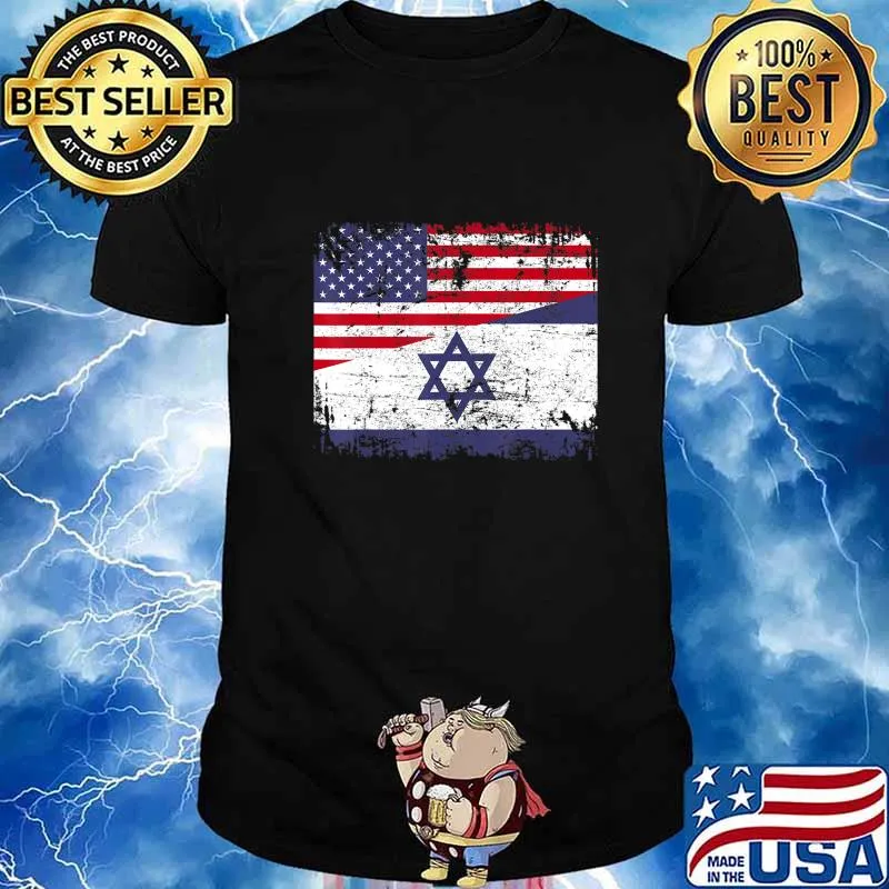 ISRAELI ROOTS Half American Flag USA ISRAEL FLAG T-Shirt