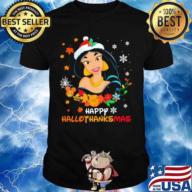 Jasmine happy hallothanksmas halloween thanksgiving christmas shirt