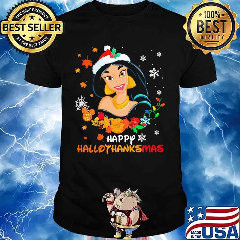 Jasmine happy hallothanksmas halloween thanksgiving christmas shirt